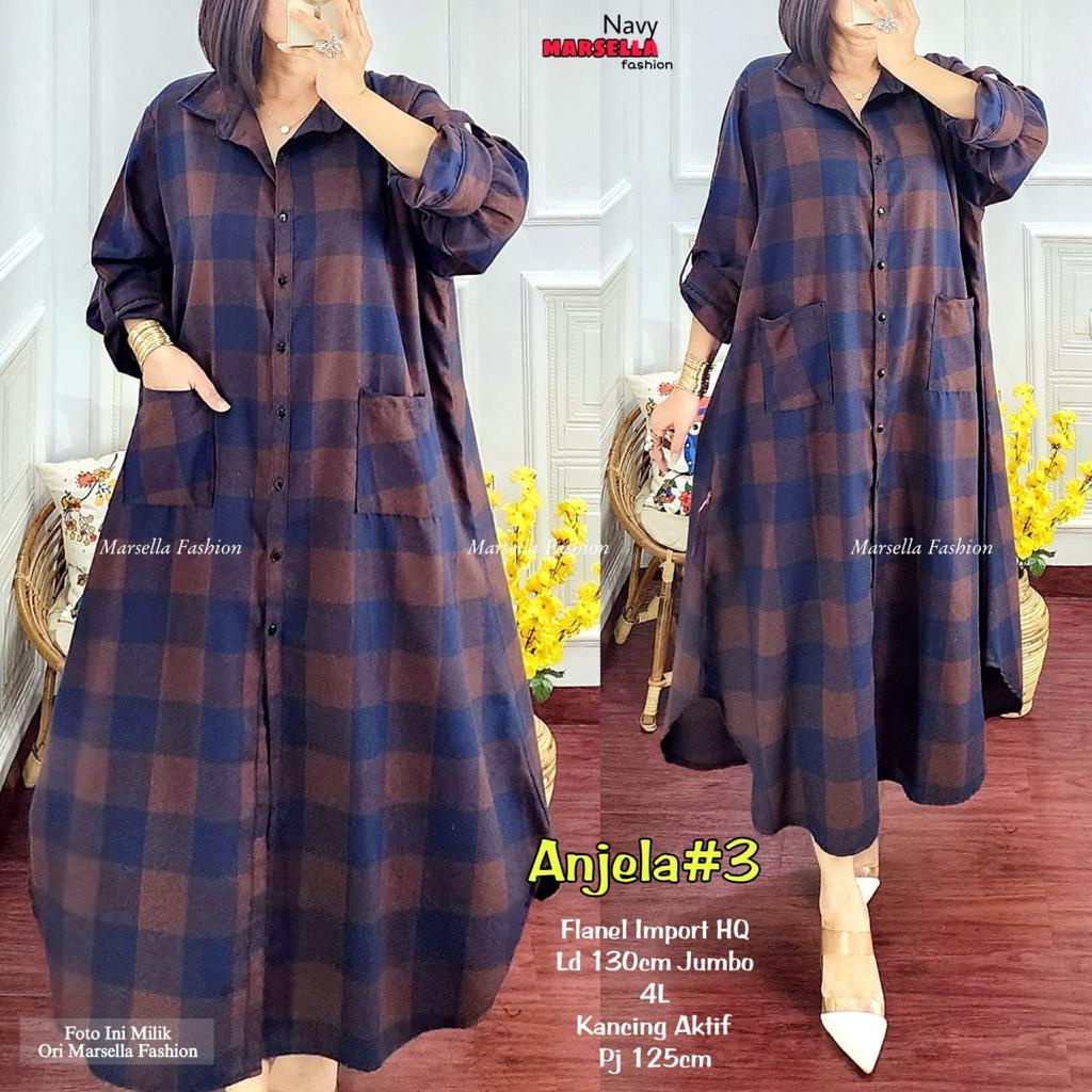 Anjela Long Tunik #3 by Marsella Ld 130 Allsize Long Tunik Jumbo Bahan Flanel Import
