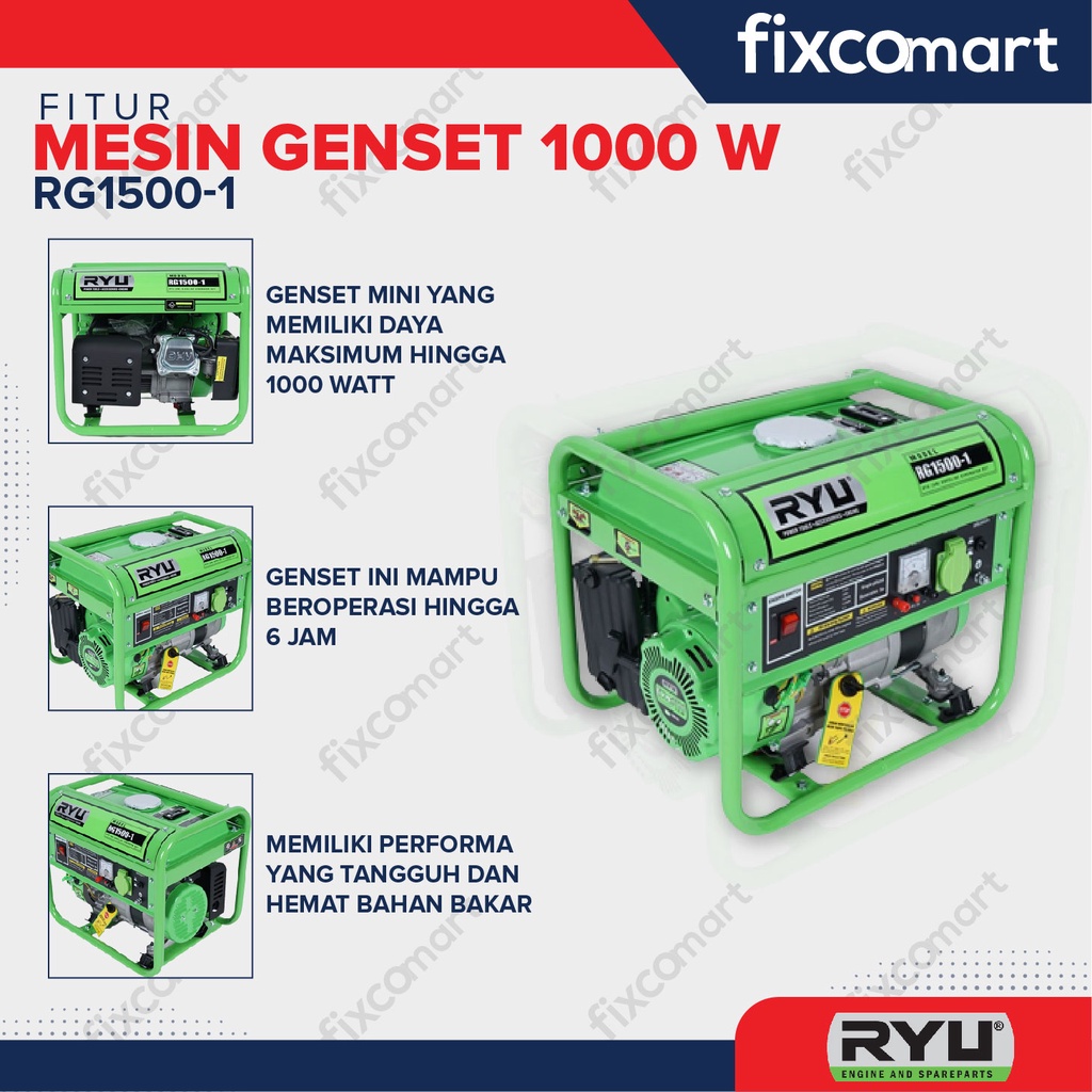 Ryu Generator Set / Mesin Genset 1000 Watt Rg1500-1 / Rg 1500-1