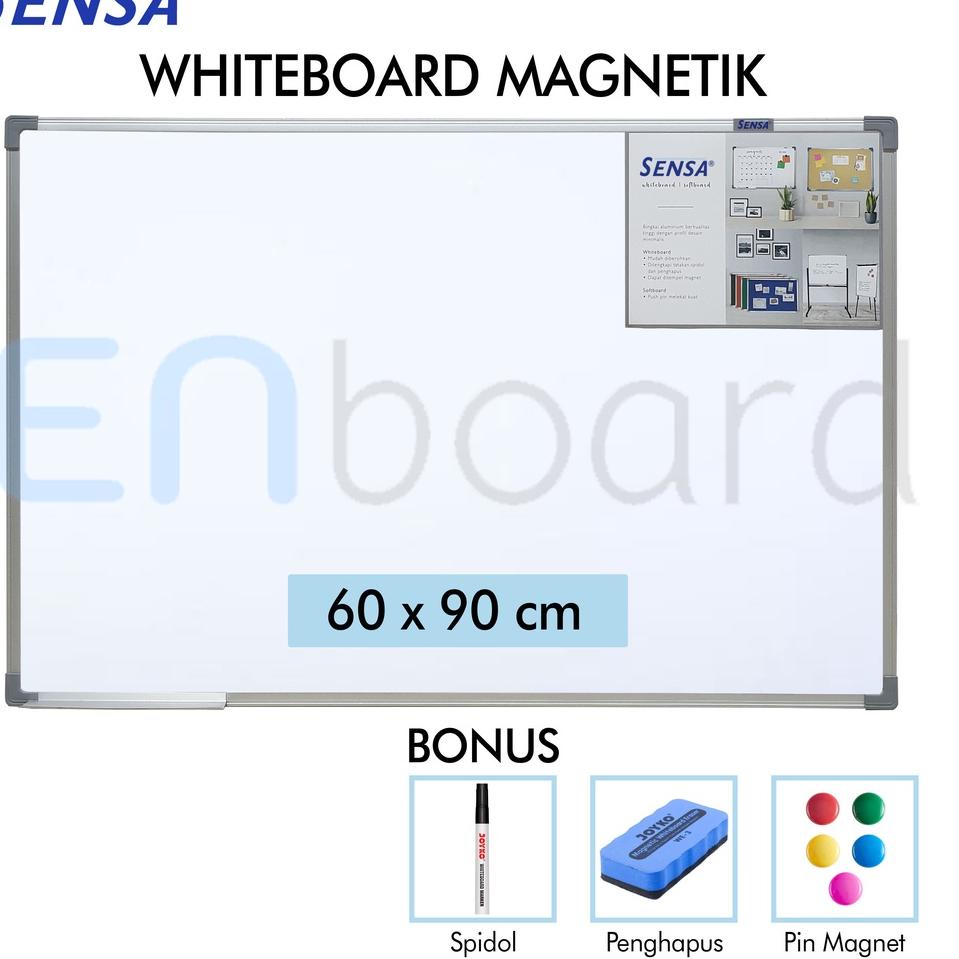 

➾ Papan Tulis Whiteboard / White Board Gantung Magnet Single Face Sensa 60 x 90 cm ♀