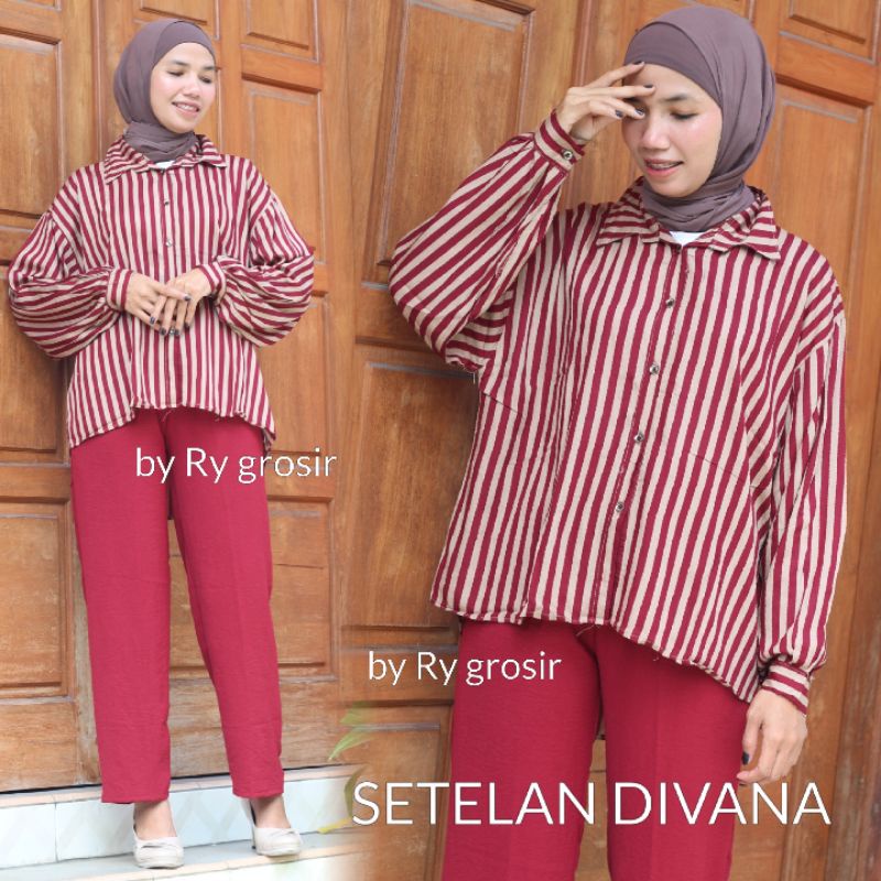 SETELAN BLOUSE SALUR + KULOT CRINCLE