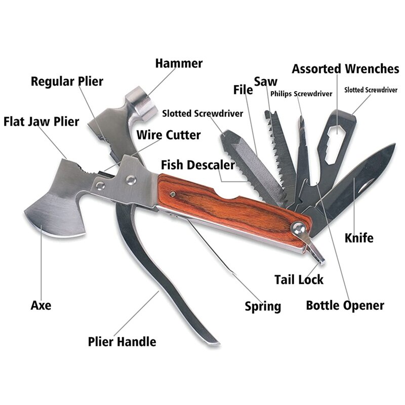 EDC 18 in 1 PALU TANG kapak gergaji TAC TOOL Multifungsi Axe Hammer