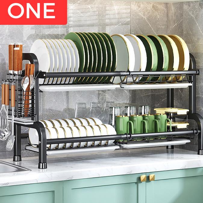 Rak Piring Stainless 2 3 Susun Kapasitas Besar Multifungsi Anti Karat