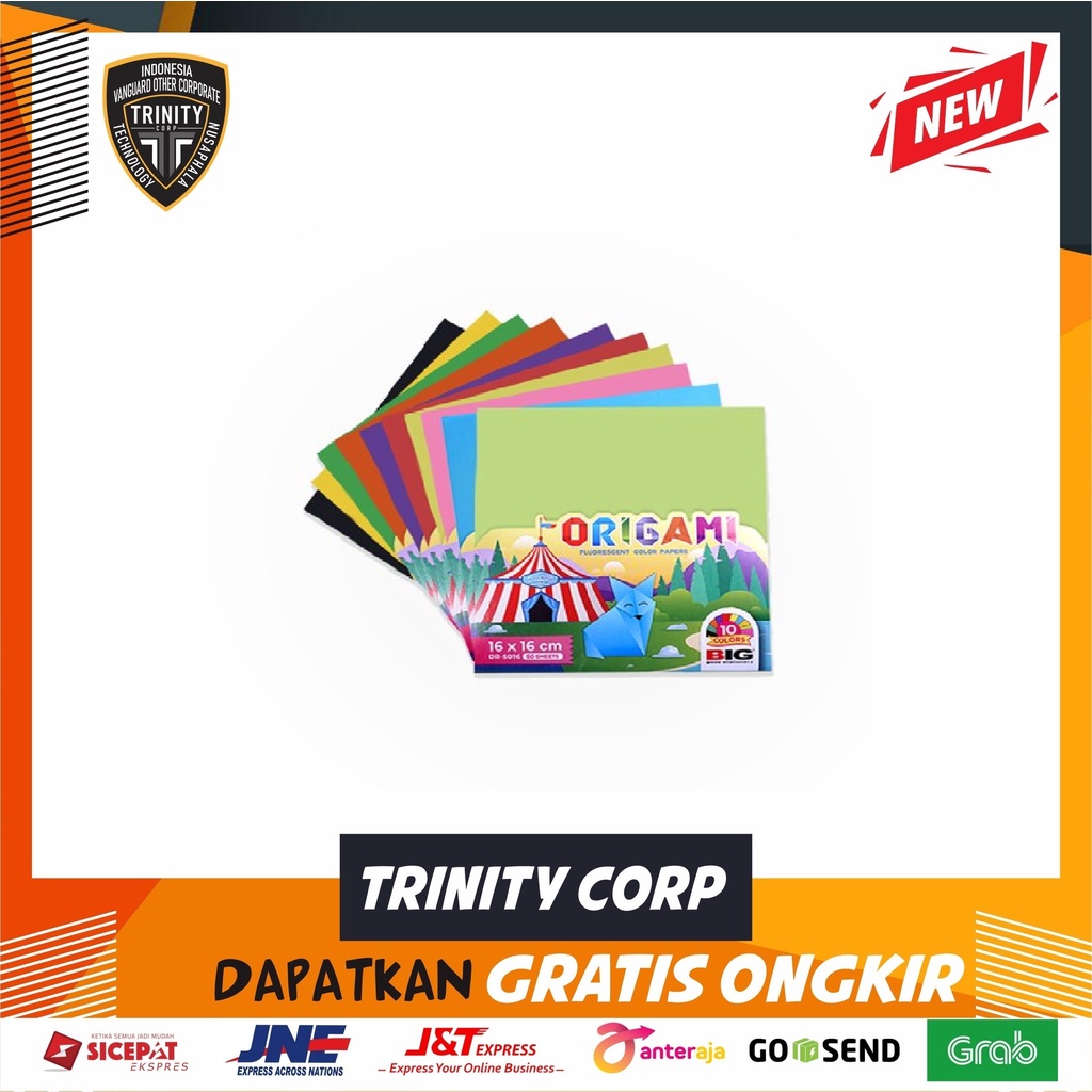 

Kertas Lipat Origami BIG 10 Warna 2 Sisi 16X16 OR-5016