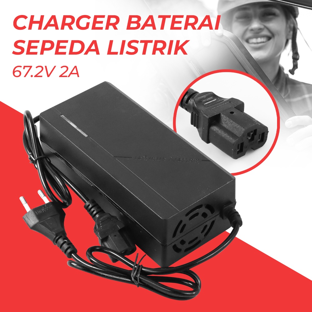 Power Adapter Charger Baterai Sepeda Listrik 67.2V 2A - 60V2A - Black