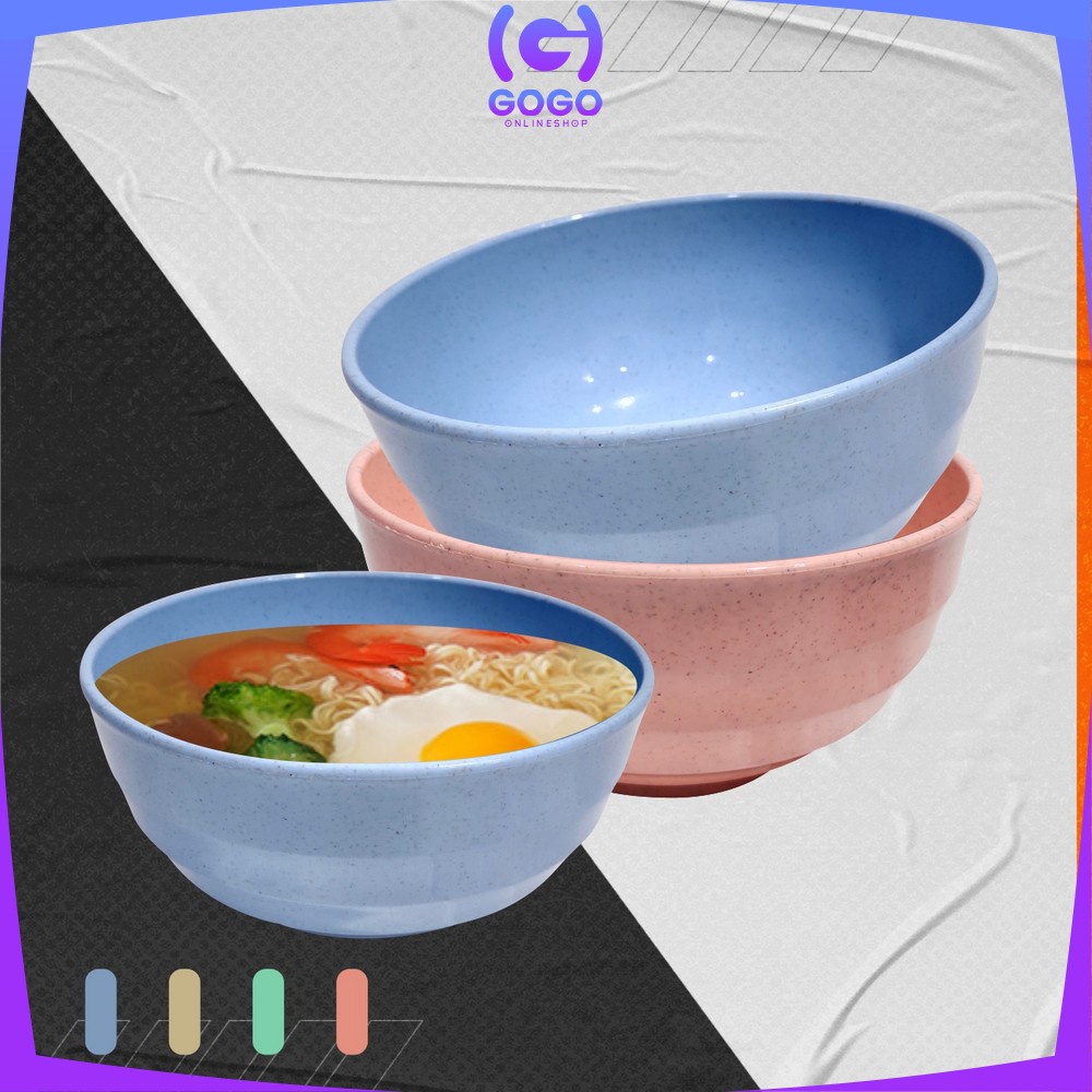 GOGO-C810 Mangkok Set 4PCS 19CM Wheat Straw Bowl Mangkuk Jerami Gandum Ringan untuk Nasi / Sup Mie / Sereal / Alat Makan Plastik Warna-Warni