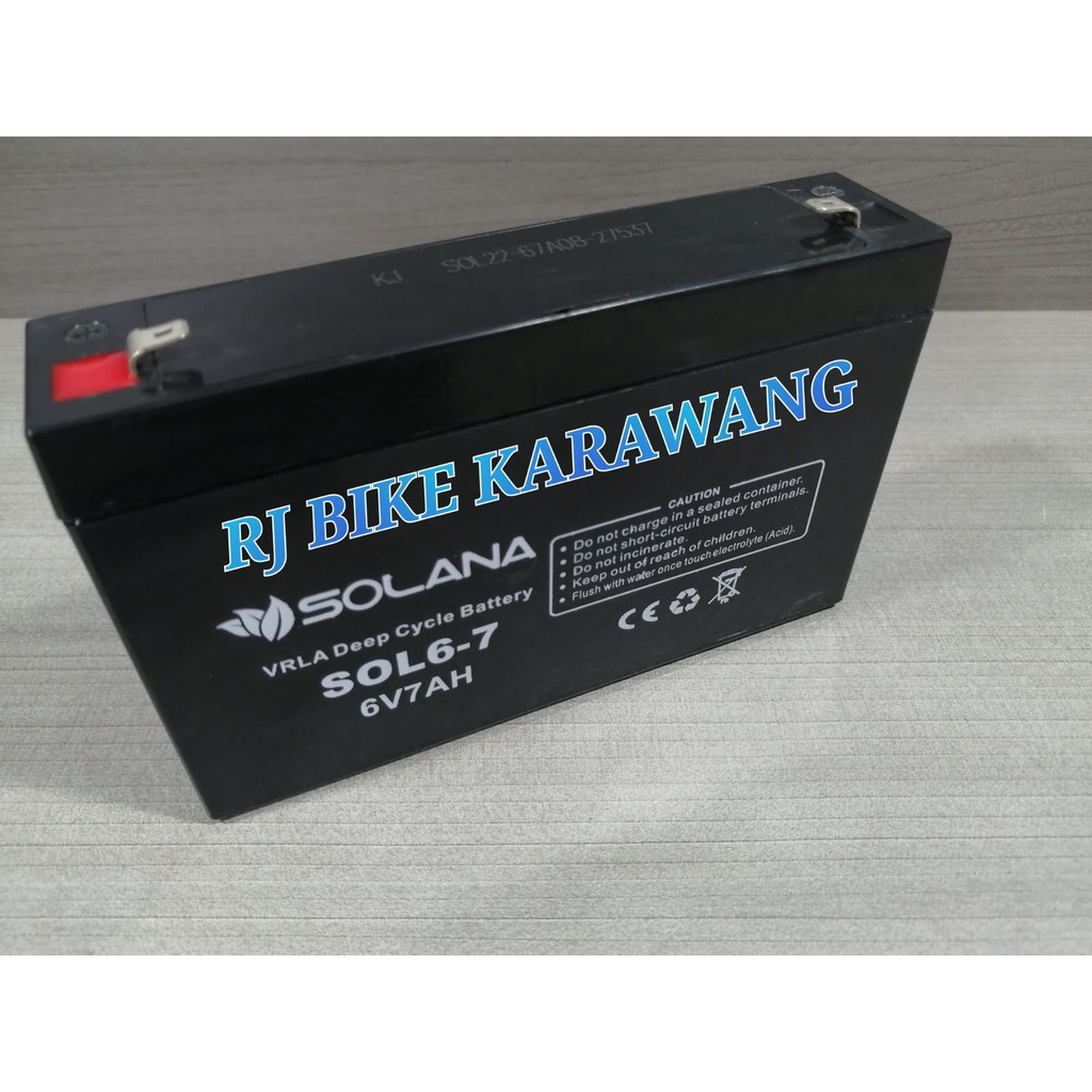 BATTERY/ACCU SOLANA 6V7AH VRLA C2 AKI UNTUK MOBILAN DAN MOTORAN ANAK