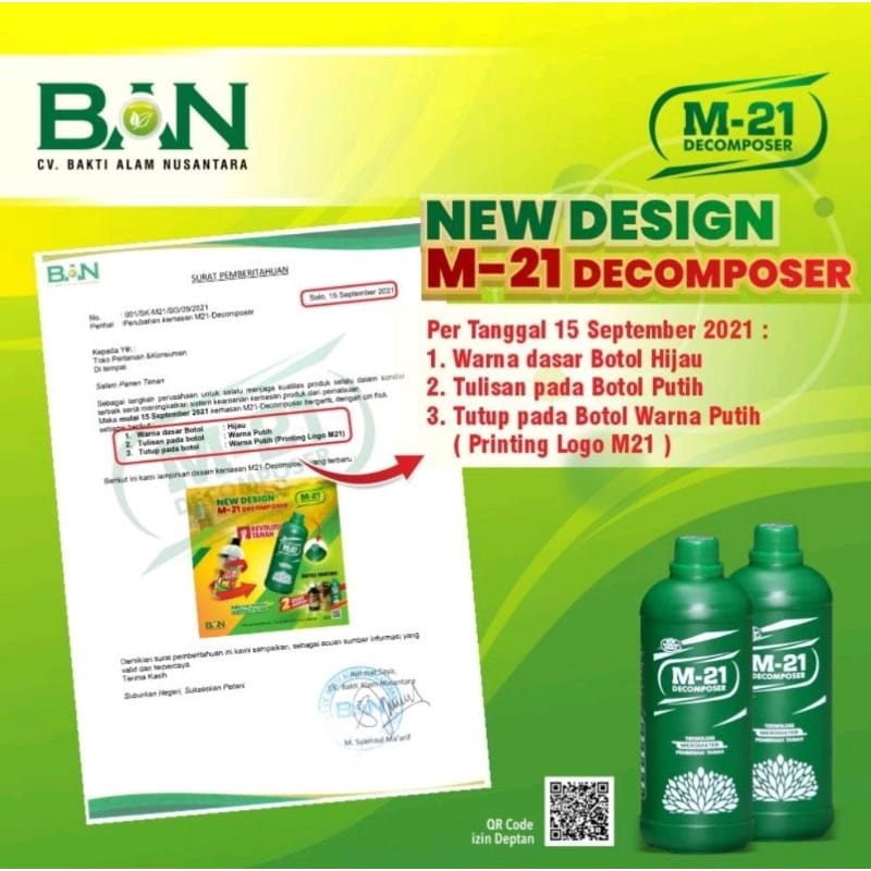 1 DUS M21 Dekomposer Lebih Efekktif dan Efisien Teknologi Mikrobakteri Pembenah Tanah Isi 1 Liter x 12 Botol