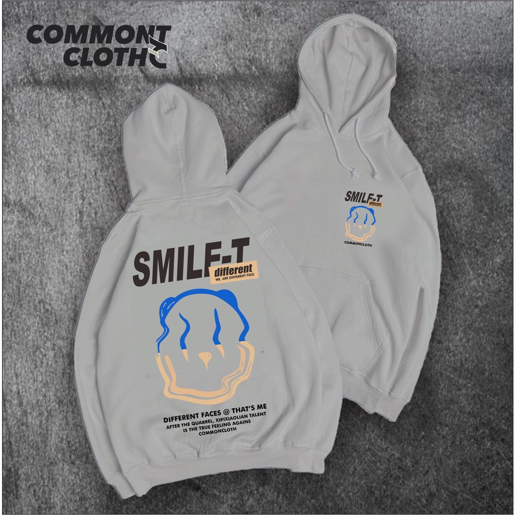 Hoodie Pria Smile commont cloth abu grey pria wanita basic redy all size m l xl