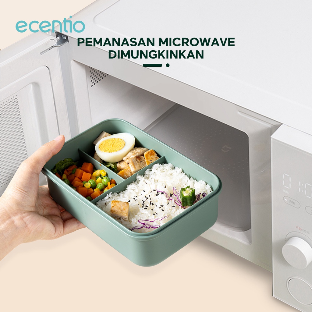 ecentio lunch box set 1000ml+300ml kotak makan anti tumpah Free Sendok Tempat Makan Cangkir Sup Set Anti Tumpah Kotak Makan 3 Grid Termos Sup