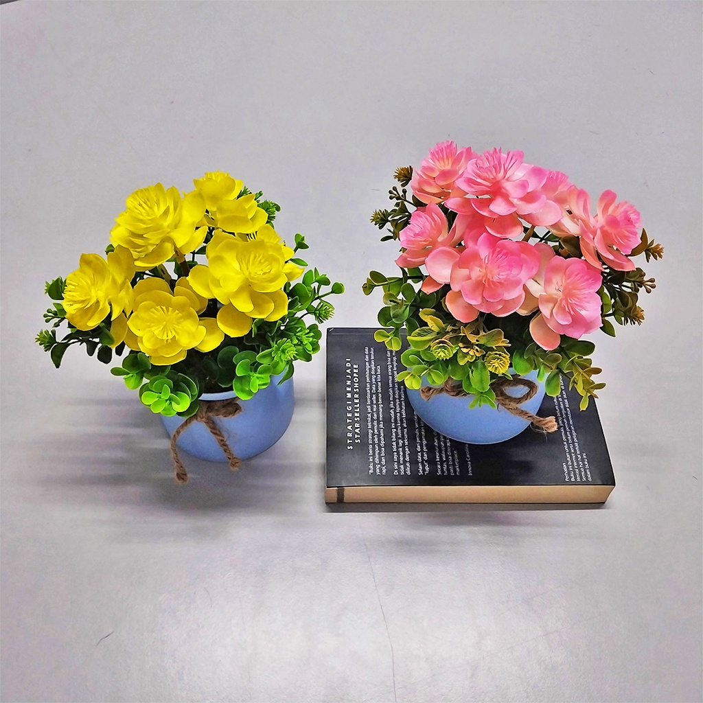 Tanaman Hias Plastik Ornamen Pot Bonsai Hiasan Tanaman Bunga Pajangan Dekorasi Hiasan Rumah Import Artificial Flower Satu7an PBP90