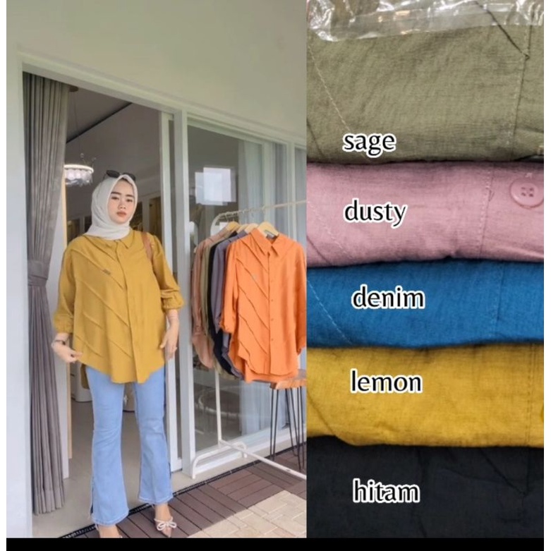 atasan polo linen zig zag