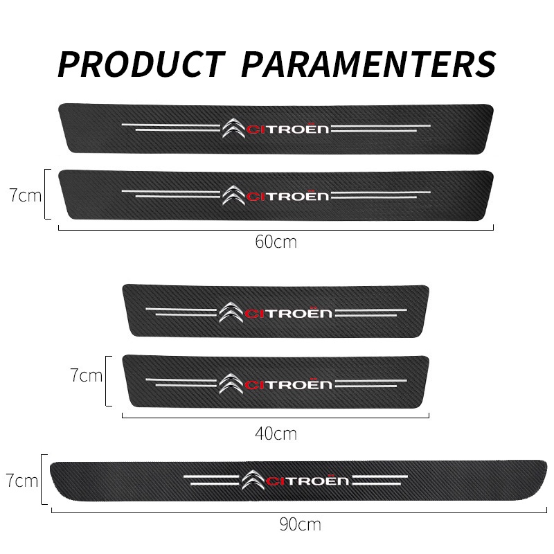 Citroen 9Pcs Stiker Pintu Mobil Carbon Fiber Sill Protection Auto Anti Gores Anti Slip Untuk Aircross e-c4 DS5 DS7 c3 c4 c5