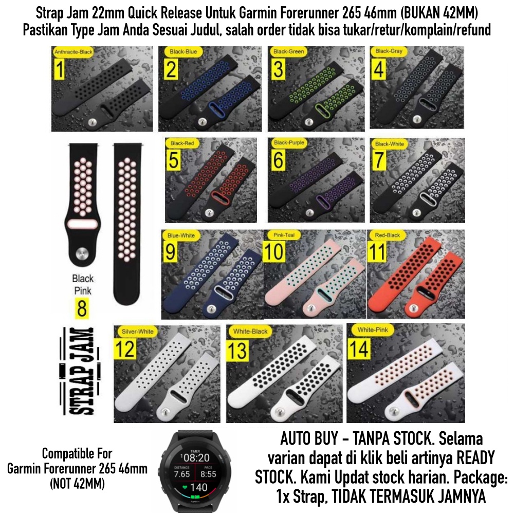 NKL Nike Strap 22mm For Garmin Forerunner 265 46mm - Tali Jam Tangan 22mm Sporty Stylish