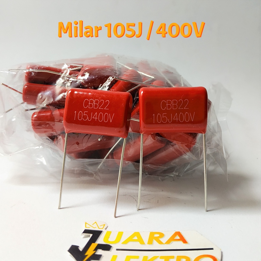 Capasitor Milar 105J / 400V Merah | Kapasitor Milar 105 J / 400 Volt