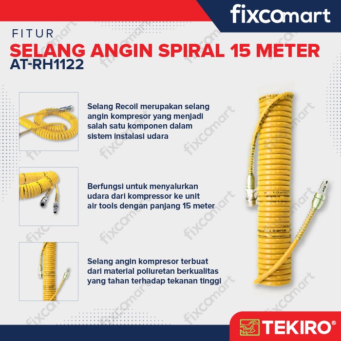 TEKIRO Selang Kompresor Tekiro Kuning 15 M / Tekiro Selang Recoil Kuning