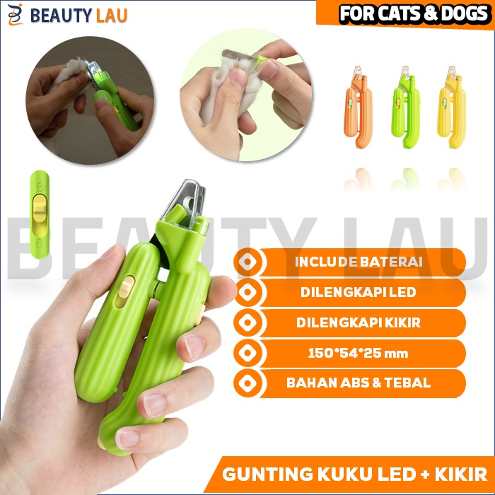 GUNTING KUKU KUCING ANJING LED UV LIGHT + KIKIR KUKU KUCING PREMIUM PET NAIL CLIPPER PEMOTONG KUKU KUCING