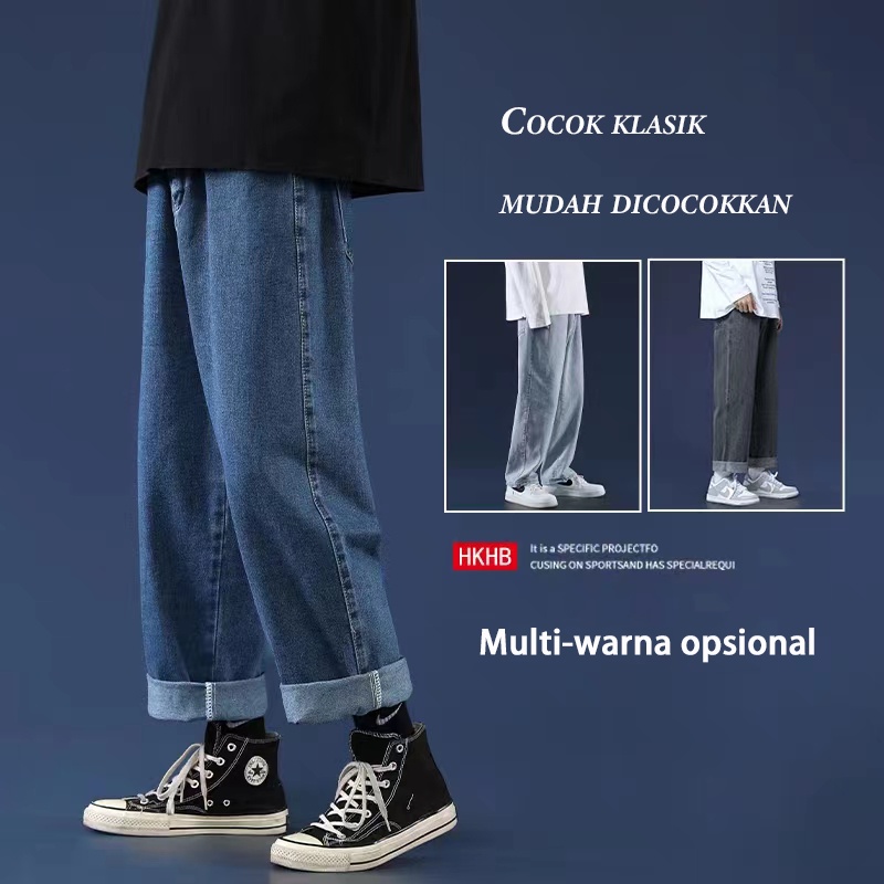 Celana jeans pria loose straight korean style oversize Longgar jeans biru baggy pants celana panjang laki laki dewasa kulot jeans Celana panjang cowok cutbray boyfriend jeans 2023