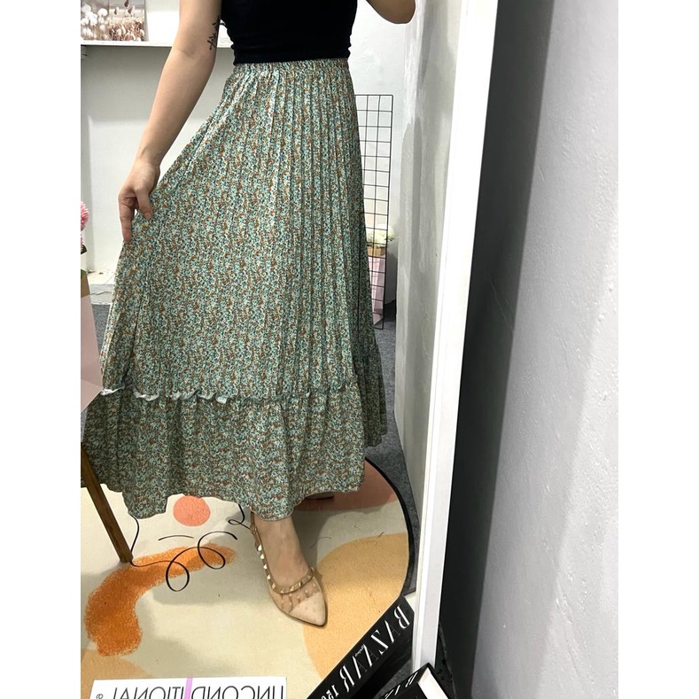 Cherry_ skirt korean style | rok plisket rempel wanita | rok wanita muslim