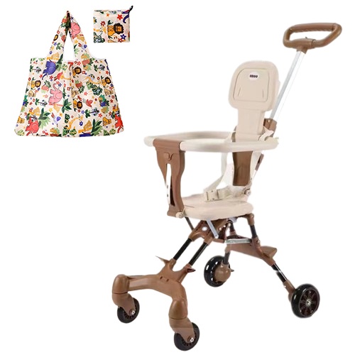 FLYBB Magic Stroller Baby 2 Way Travel Lightweight Foldable-01 Cream+tas