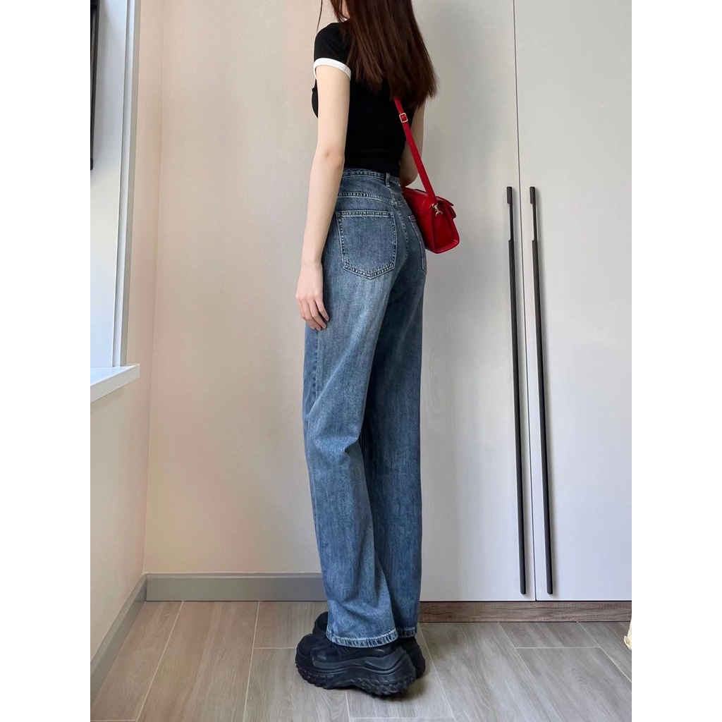 ✅COD Biru retro high waist kulot kekinian celana jeans panjang wanita