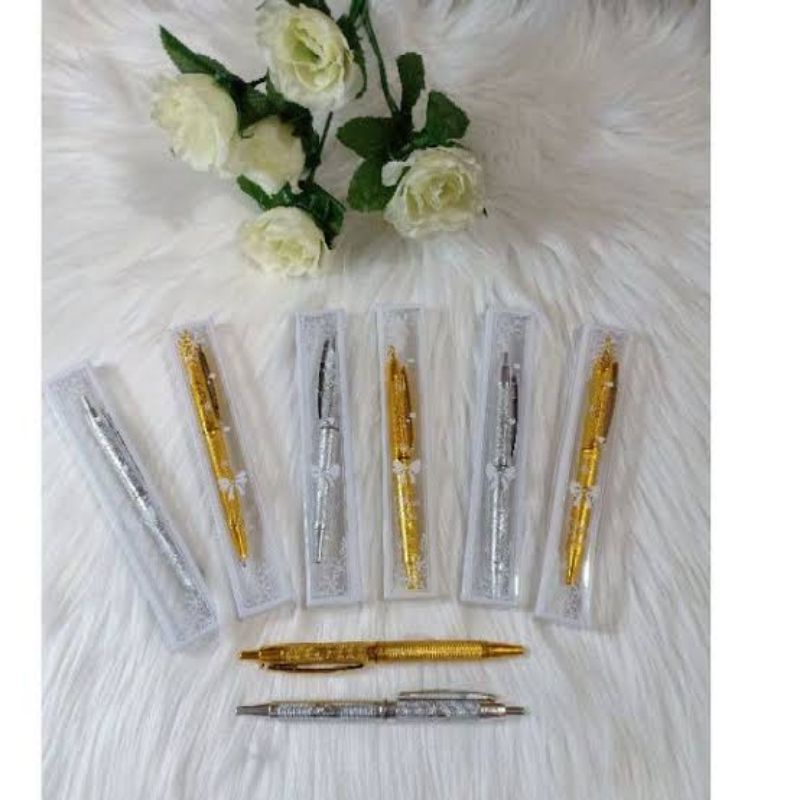 

souvenir pena emas silver kemas box mika pulpen emas silver murah