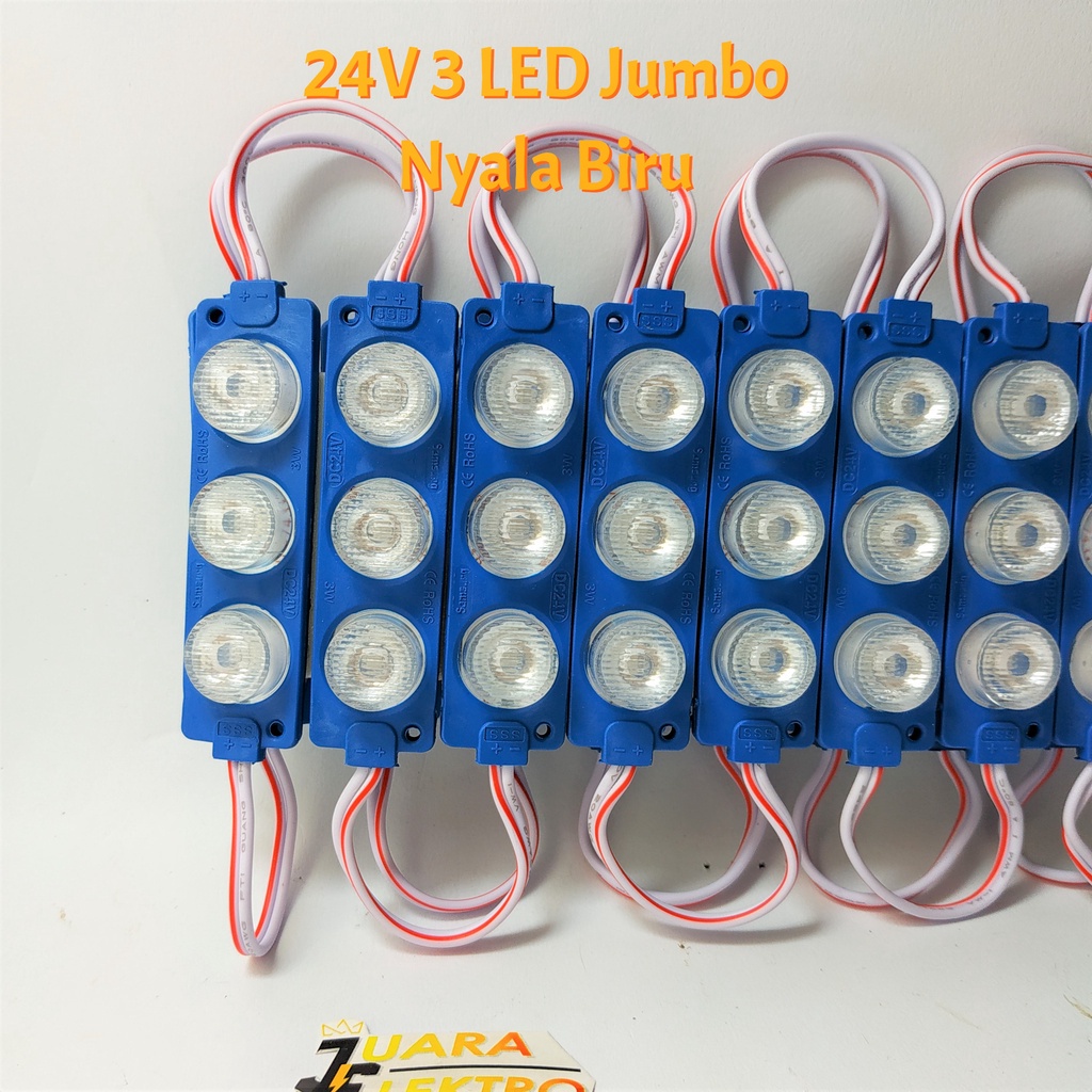 LED MODULE 24V 3 LED Jumbo Nyala Biru, Kuning, Hijau, Putih