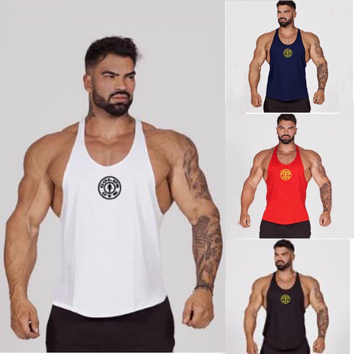 KAOS SINGLET GOLDGYM PRIA SINGLET GYM OVERSIZE FITNESS PRIA TALI KECIL