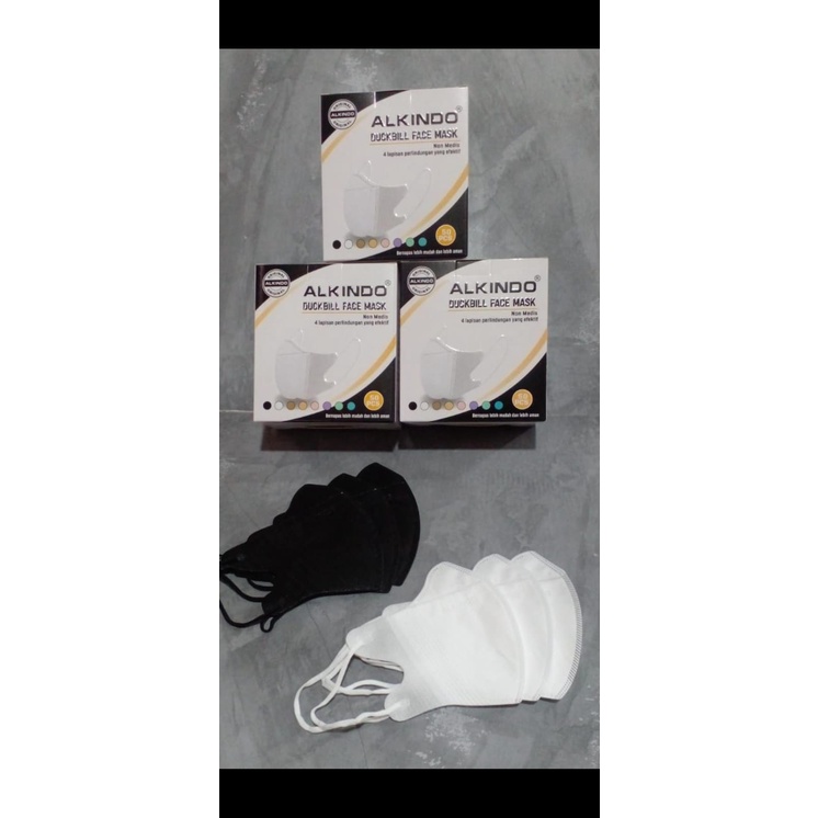 READY STOK MASKER DUCKBILL ALKINDO GARIS PUTIH DAN GARIS HITAM. MASKER DUCKBILL ALKINDO PUTIH POLOS