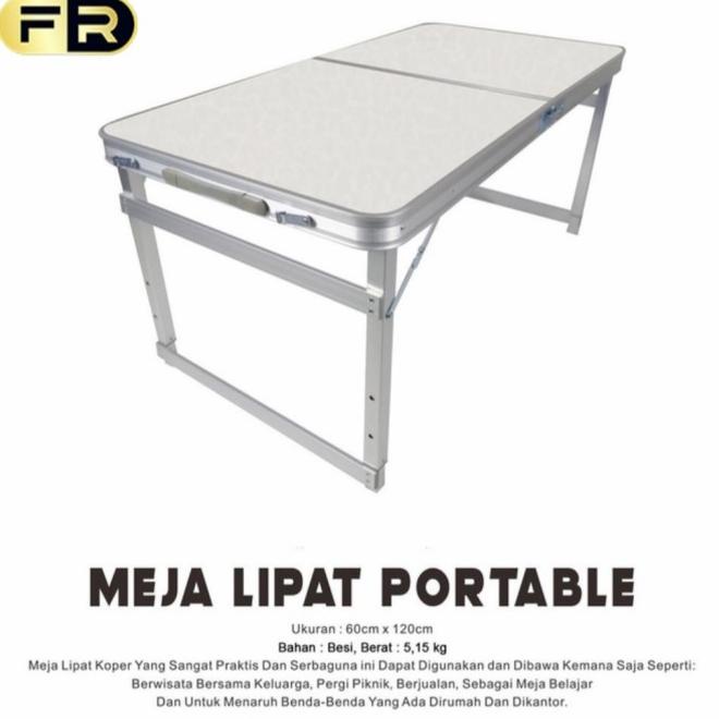 Meja Lipat Portable Koper Kaki Kotak / Meja Belajar / Makan / Pameran