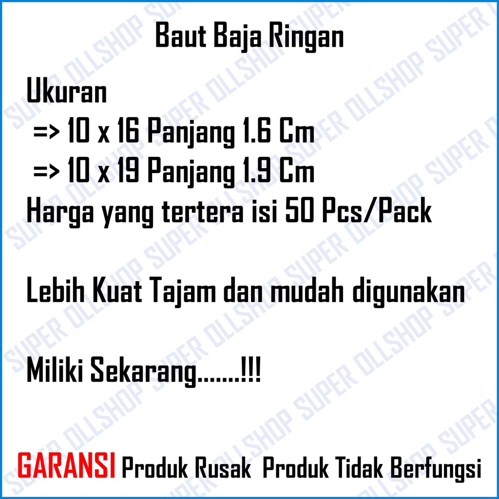 Baut Baja Ringan Skrup 10x16 10x19 Sekrup Roofing Ruping Skrup Galvanis Besi Hollow Alumunium Atap Plafon Murah