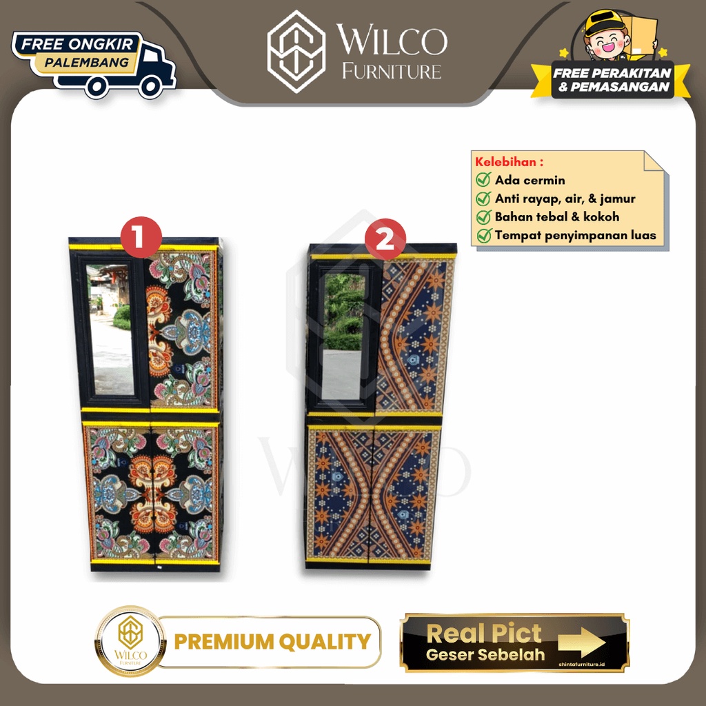Lemari Pakaian Plastik Motif Batik / Lemari Baju Cermin Murah
