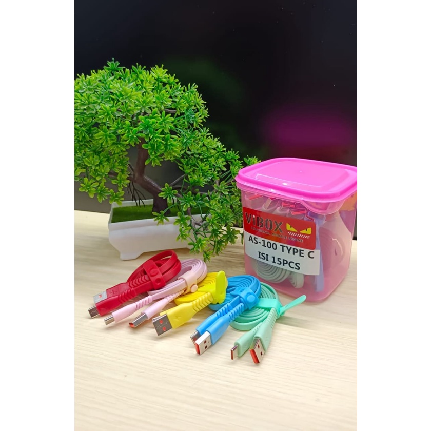 1toples 15pcs Kabel Data vibox 2.4A Kabel Charger Micro dan type-c 2.4A Fast Charging