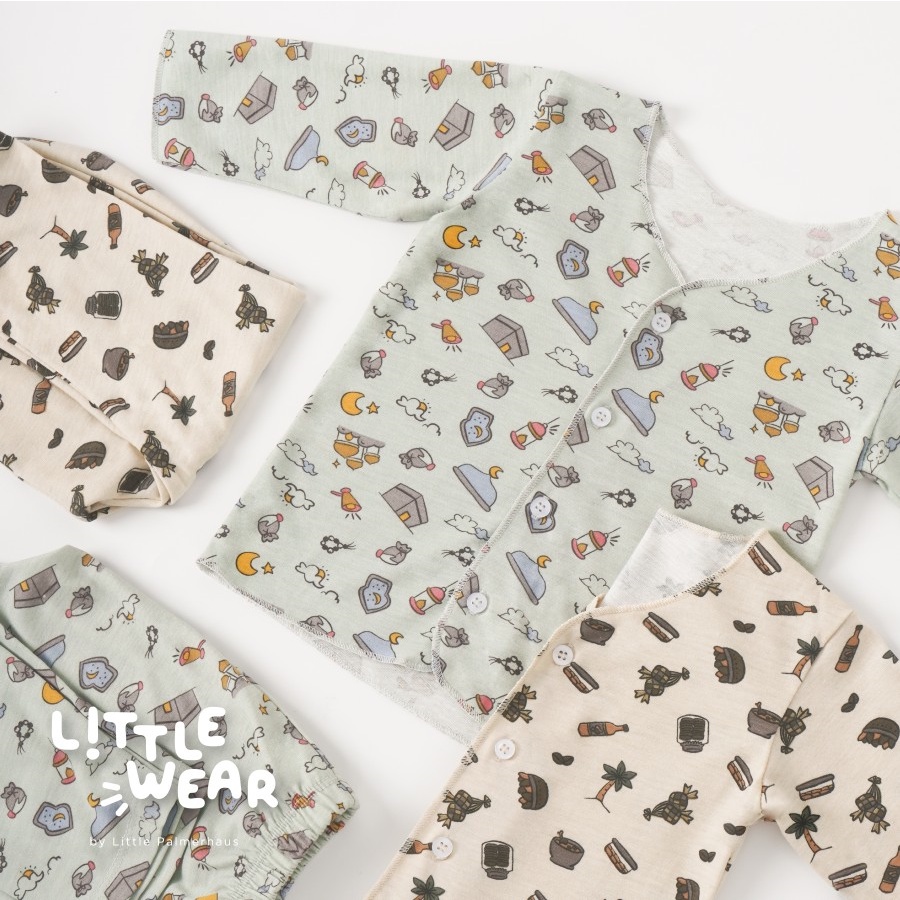 [TOMS] [0-6m, 6-12m] LITTLE PALMERHAUS (1stel) LITTLE WEAR Baby SHORT Sleeve ( Stelan Baju PENDEK Bayi )