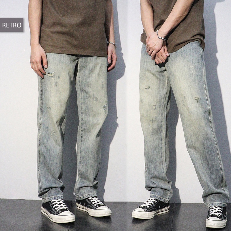 celana jeans pria baggy pants Biru retro celana vintage pria celana kulot pria denim pria celana gombrong pria korean style celana panjang cowok jeans laki laki dewasa celana tebal pria celana pria keren