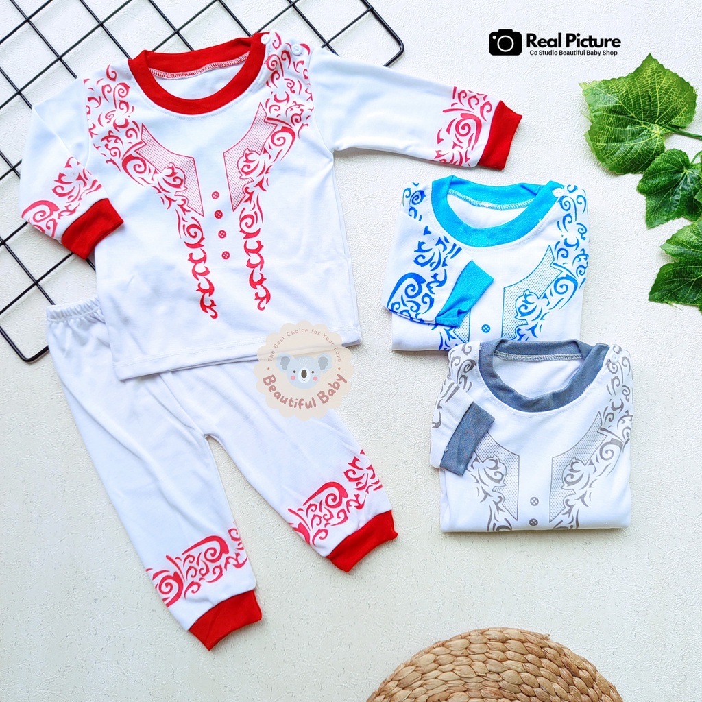 Setelan Piyama Baju Bayi Celana Panjang Lengan Panjang Motif Koko Usia 3-12 Bulan / Baju Muslim Bayi Laki-laki / Koko Bayi Panjang / Baby.ou