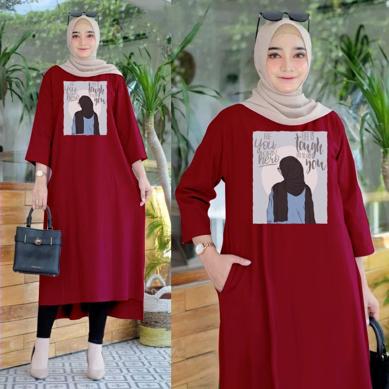 LONG TUNIK HIJAB COLABORATION TUNIK WANITA TERBARU 8