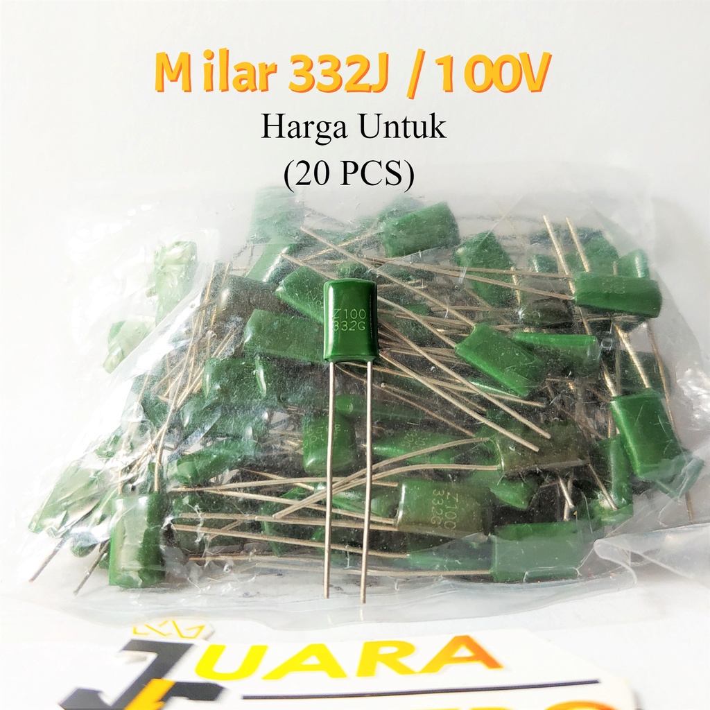 (20 PCS) Capasitor Milar 332J / 100V | Kapasitor Milar 332 J / 100 Volt