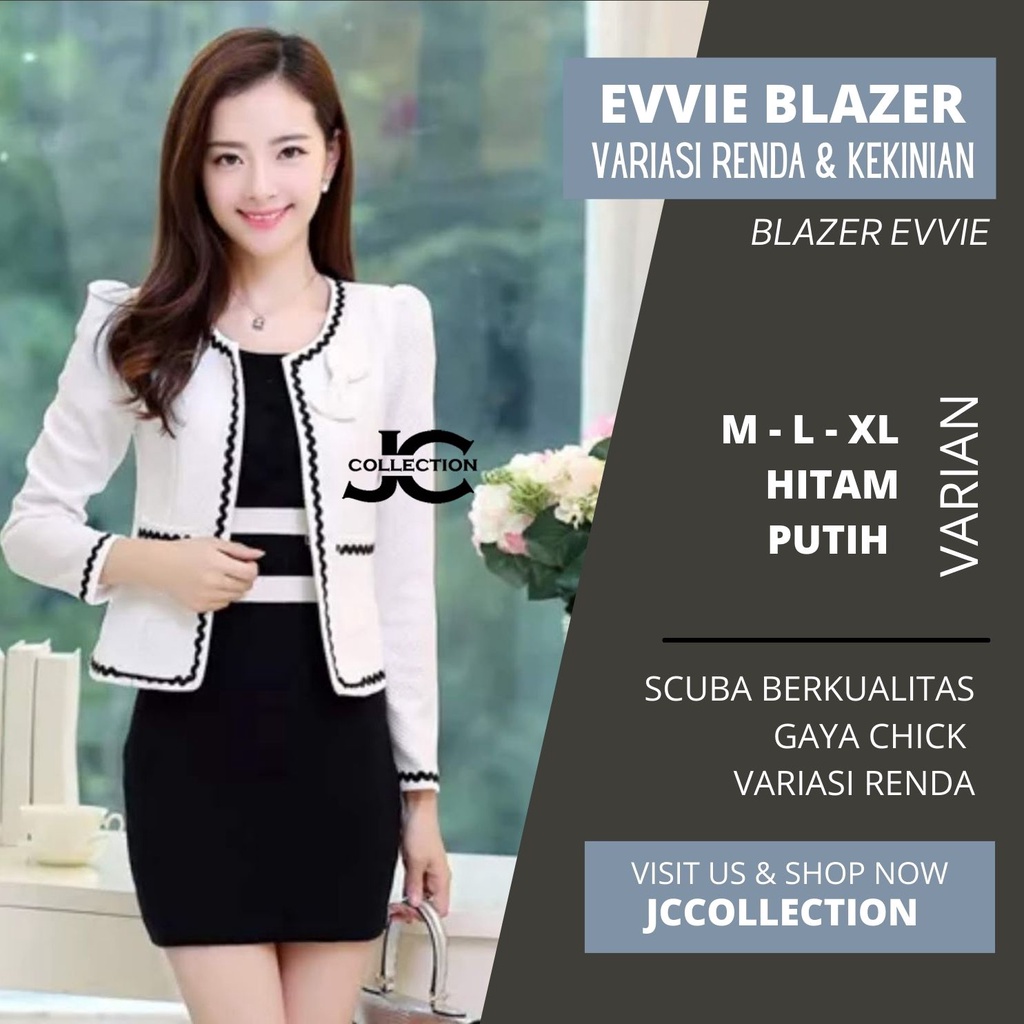Blazer Kerja Wanita Korea Style Big Size Variasi Pita Efe size M - XL
