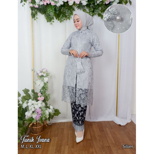 Set Kebaya Tunik Ivana Busui Frendly Terbaru / Set Tunik Wanita / Stelan kebaya kondangan / Kebaya Brokat / Set Kebaya Modern / Tunik Busui / Kebaya Modern / Kebaya Pesta