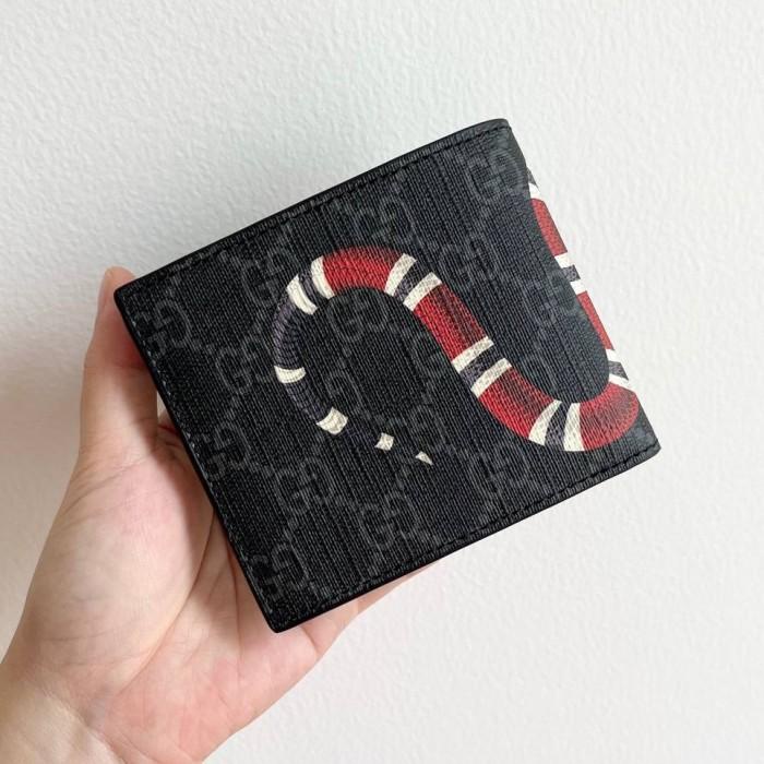 Gucci bifold men wallet kingsnake snake wallet in black