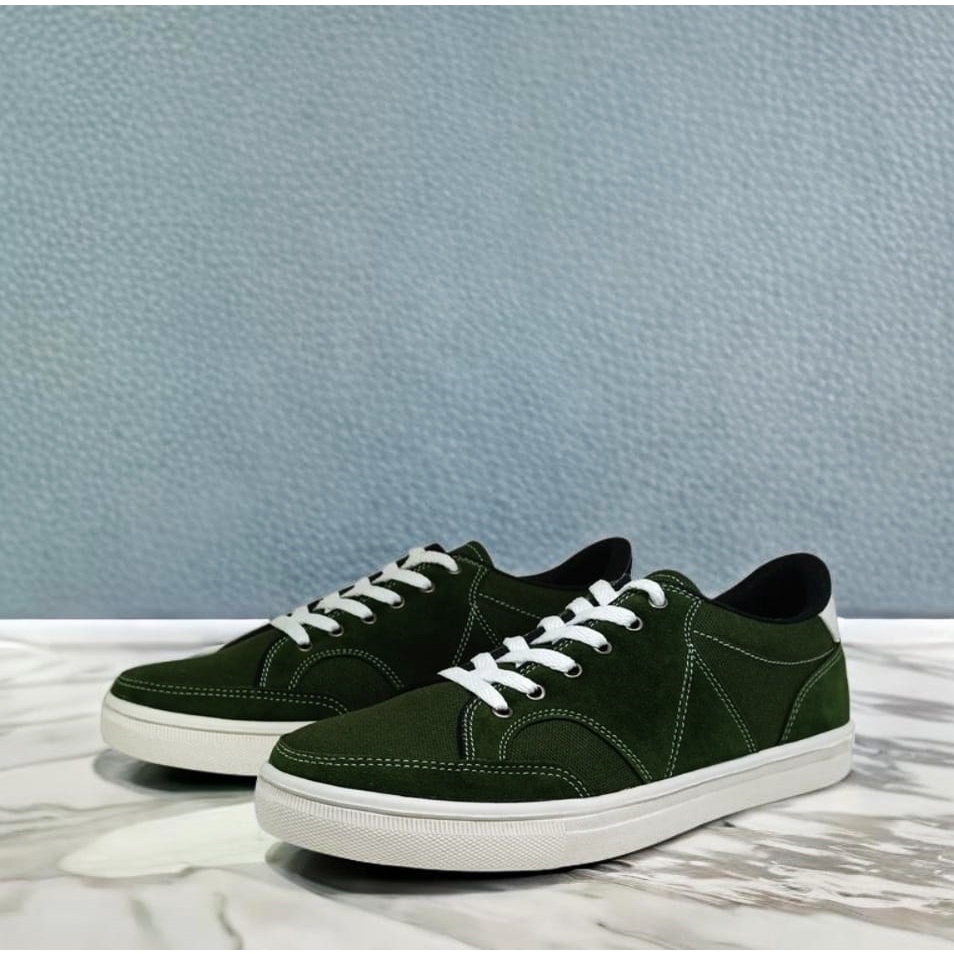 ALFIAN X ZAGIB SNEAKERS | Sepatu Pria Green Army Big Size Kets Tali Skate Daily Cowok Ukuran Besar Jumbo 39-44