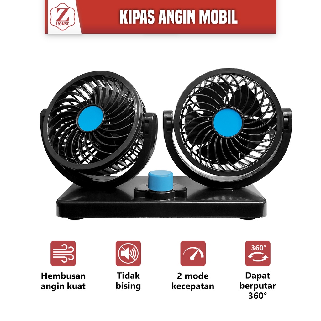 Kipas Angin Mobil Double-Headed Fan Aksesoris Mobil Interior Kipas Angin Mobil Car Cooling Double Fan/Kipas Angin Mobil 24 Volt kipas angin gantung mobil serba guna multi fungsi