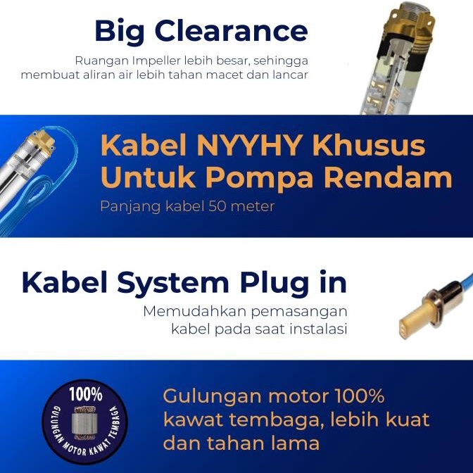 Pompa Satelit Shimizu / Submersible Pump Spg20-321K Bit (0.75 Hp)