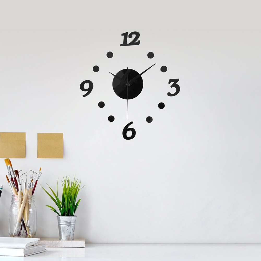 Taffware Jam Dinding DIY Giant Clock Creative Design 30cm Hitam DIY-06