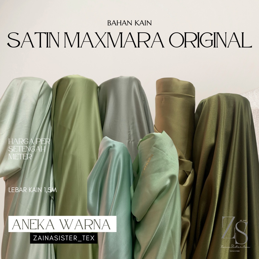 Bahan Satin Maxmara Silk Lux Premium Meteran Mewah Warna Sage Green Hijau Army