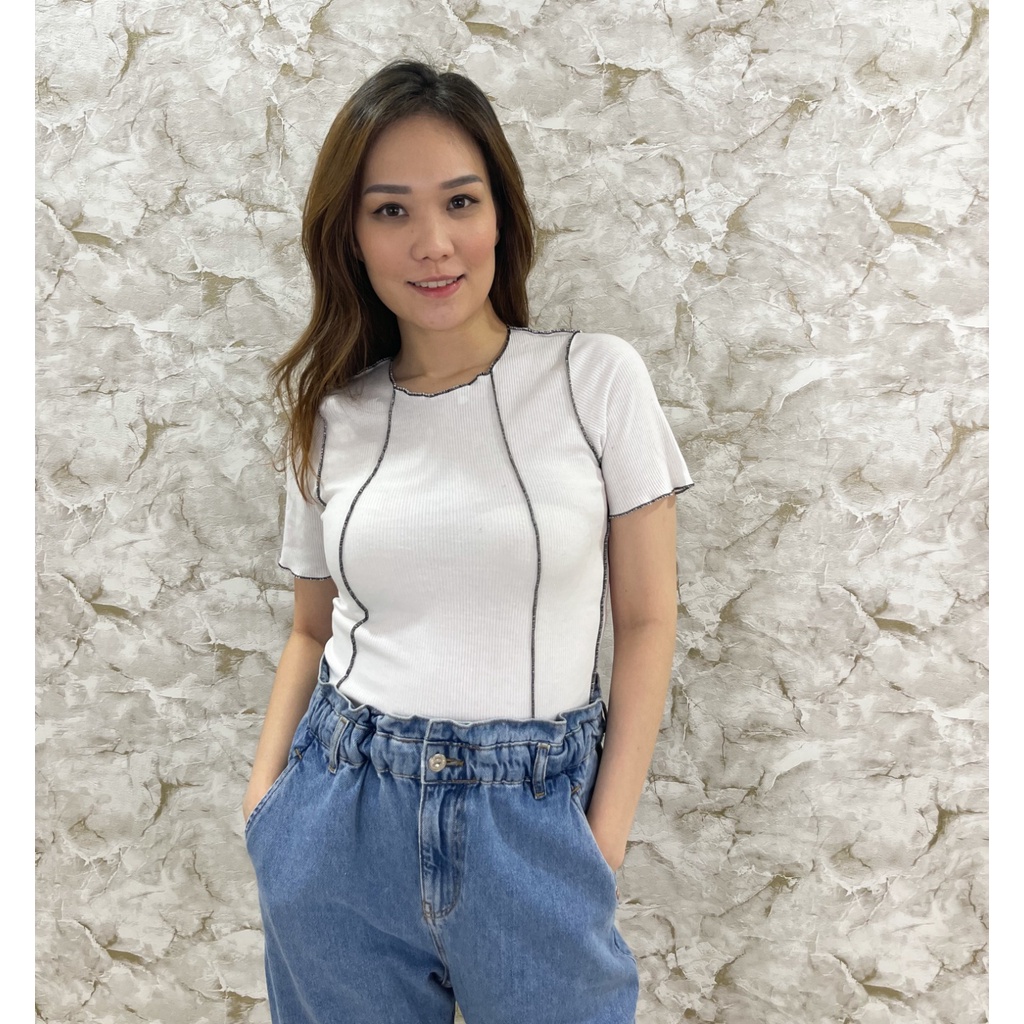 MODAVIE - ELDORA CROP TOP Baju Atasan Wanita Crop Kombinasi