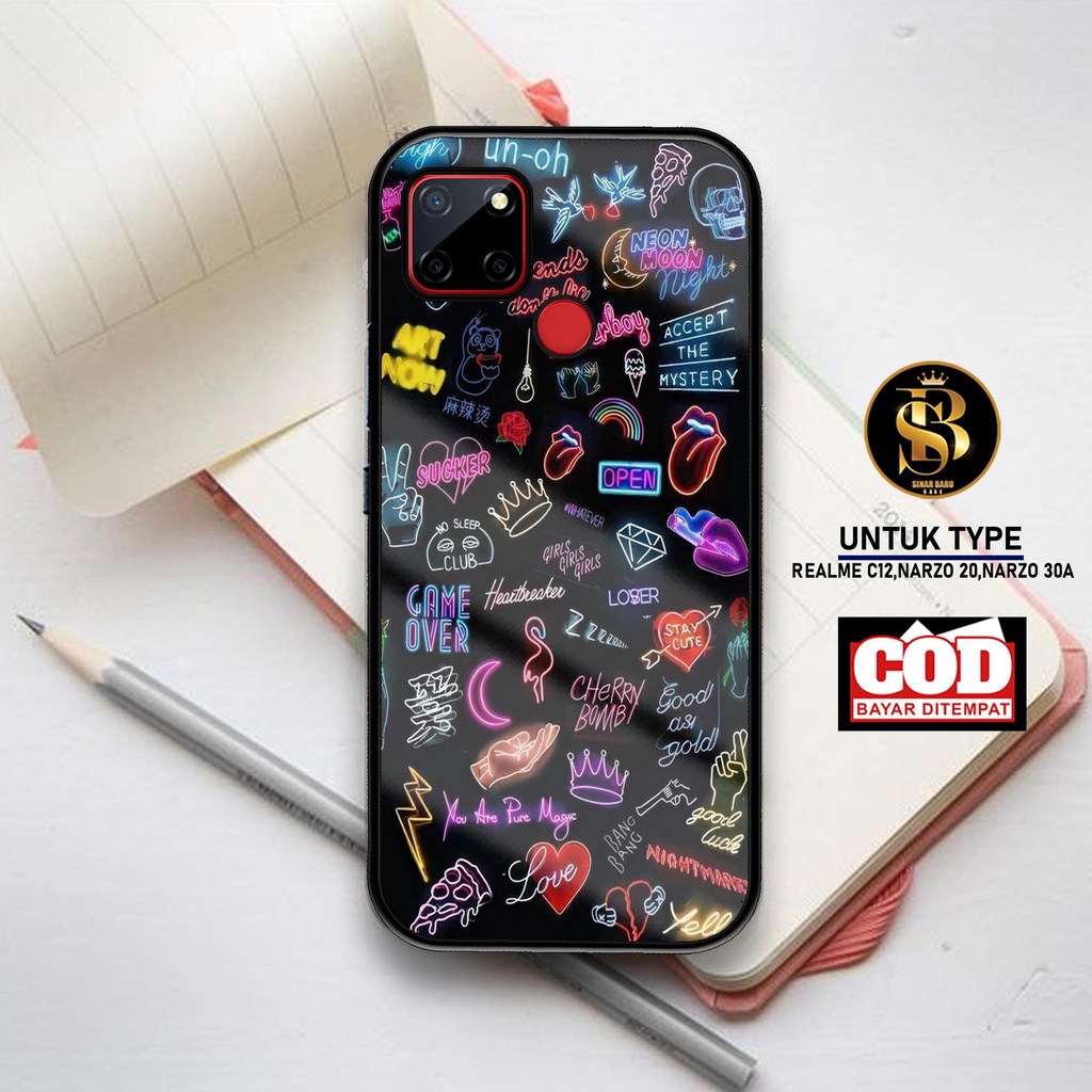 Sinar Baru Case Realme C12, Narzo 20, Narzo 30A  Terbaru [ MOtif St1ker] Softcase Realme - Hardcase 