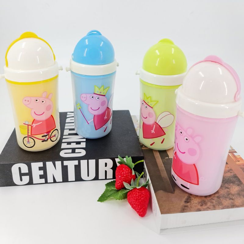 Botol Minum Peppa Pig Botol Minum Anak Karakter Dengan Sedotan Tali Panjang 280 ml