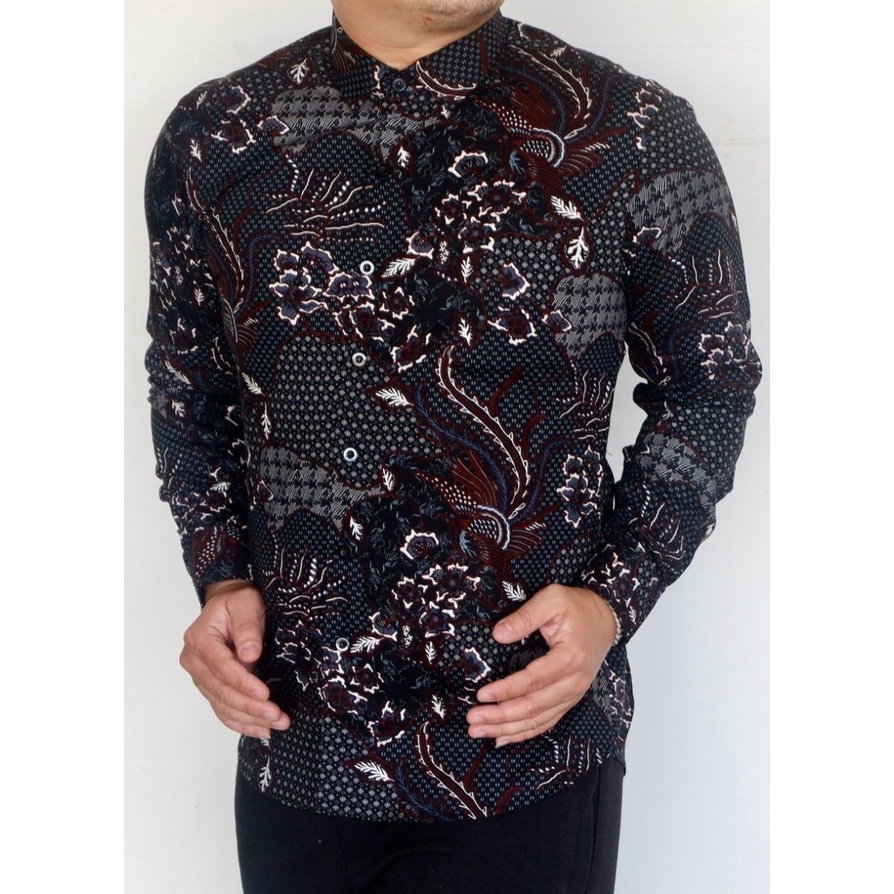 Baju Batik Pria Slimfit Kemeja Lengan Panjang Hem Slim Fit LBL 1956