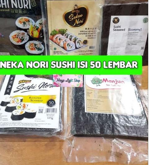 

☏ Nori sushi 50 lembar halal tokinori manjun sakao rumput laut sushi kering dry seaweed murah dried seaweed ♥